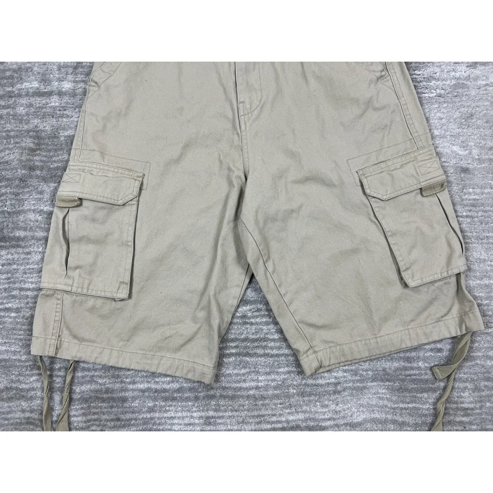 OTB Cargo Shorts Mens 32 Tan One Tough Brand Khaki Cotton Utility Drawstring Hem